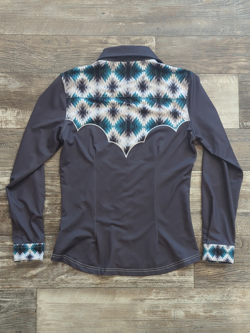 RANCH DRESS'N Fallon Taylor "Brayden" charcoal gray Performance rodeo shirt szXL - Picture 9 of 13